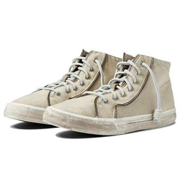 Sperry X Rebecca Minkoff Canvas Hightop Sneaker Tan Size 8 - Picture 1 of 6